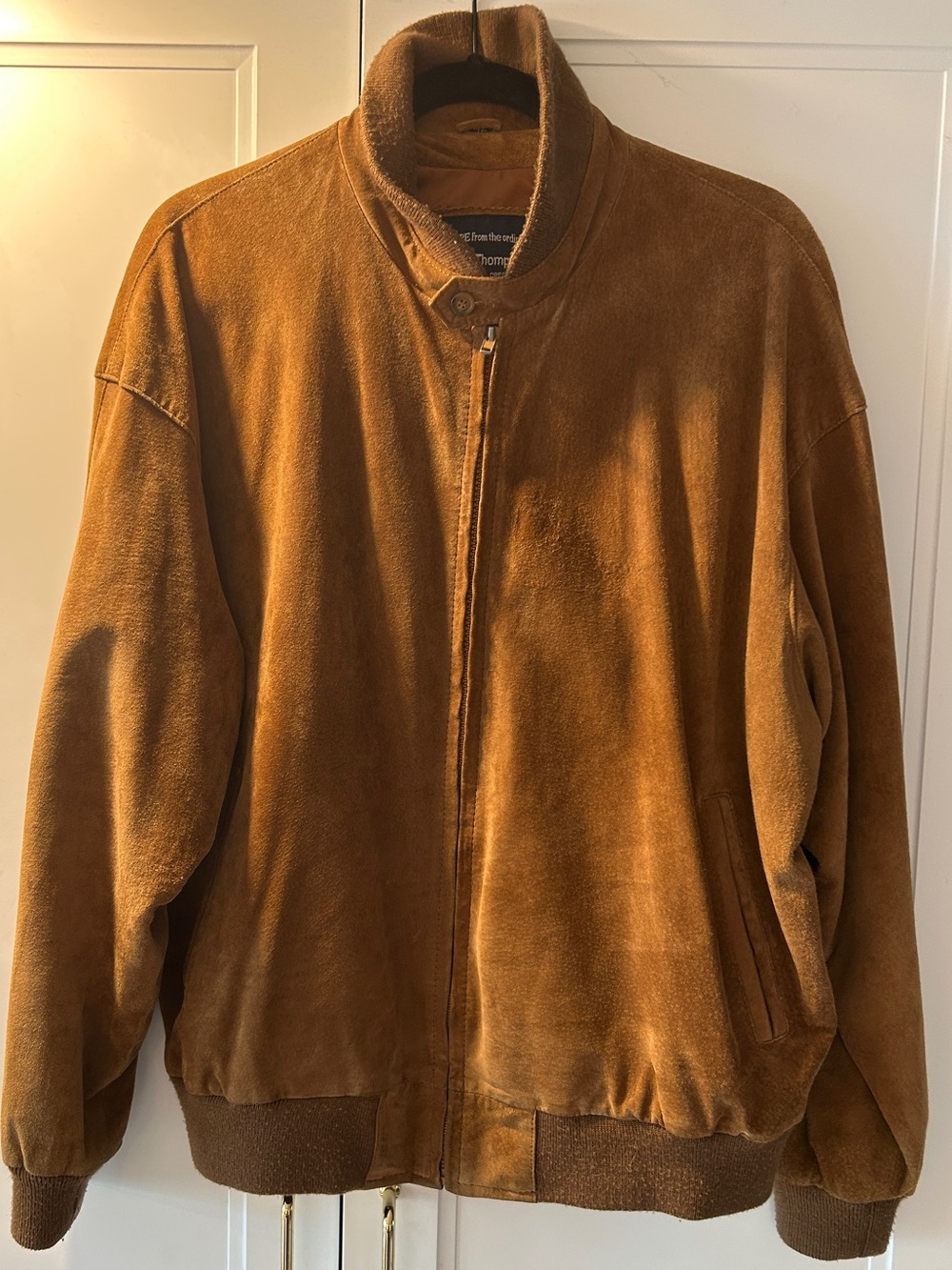 Tan Suede Bomber Jacket